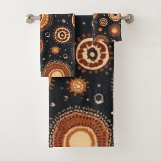 Abstract in Black, Browns, and Rust Bath Towel Set
