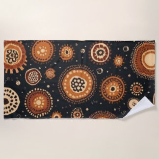 Abstract in Black, Browns, and Rust Beach Towel
