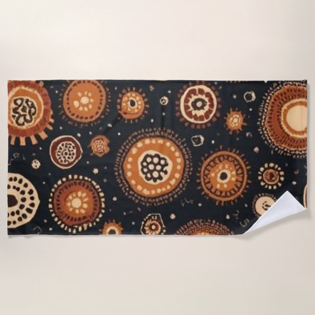 Abstract in Black, Browns, and Rust Beach Towel (Front)