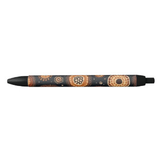 Abstract in Black, Browns, and Rust Black Ink Pen