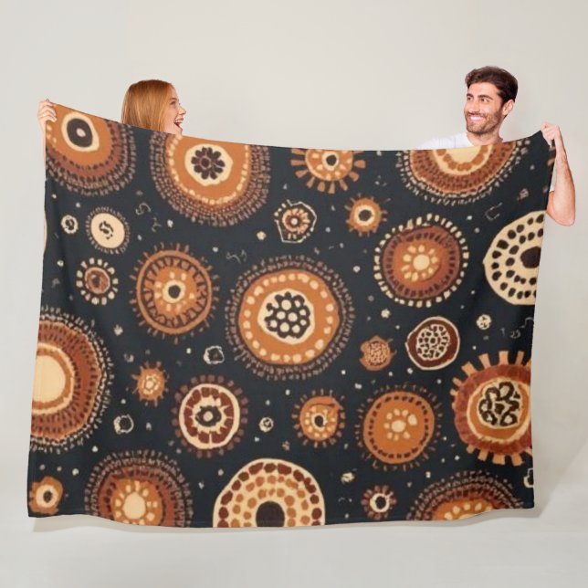 Abstract in Black, Browns, and Rust Fleece Blanket (In Situ)