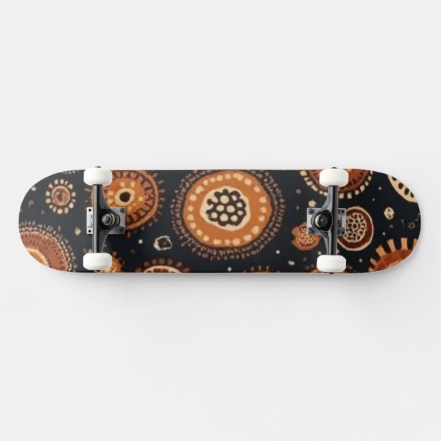 Abstract in Black, Browns, and Rust Skateboard (Horz)