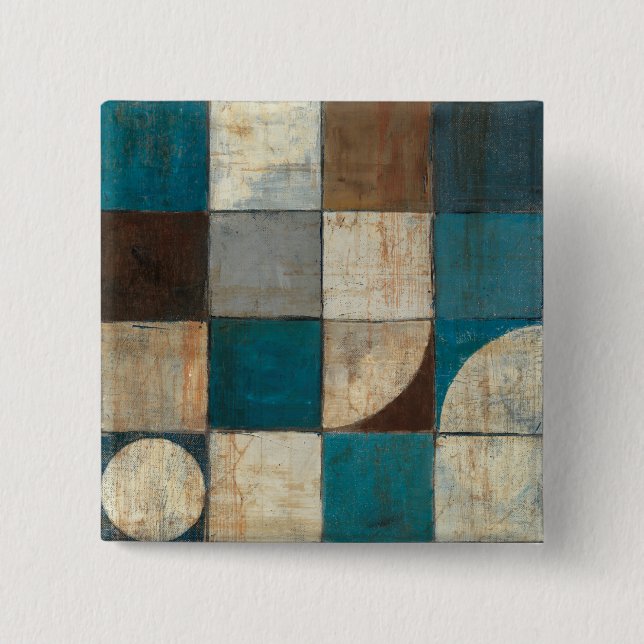 Abstract in Blue and Brown 15 Cm Square Badge (Front)