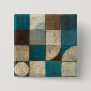 Abstract in Blue and Brown 15 Cm Square Badge