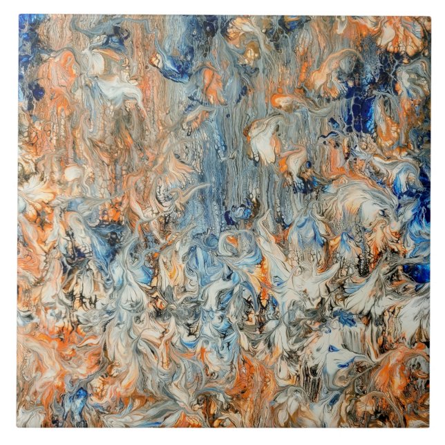 Abstract in Blue and Orange Tile (Front)