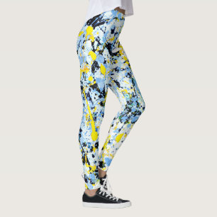 Abstract in Blue, Yellow & Black Leggings