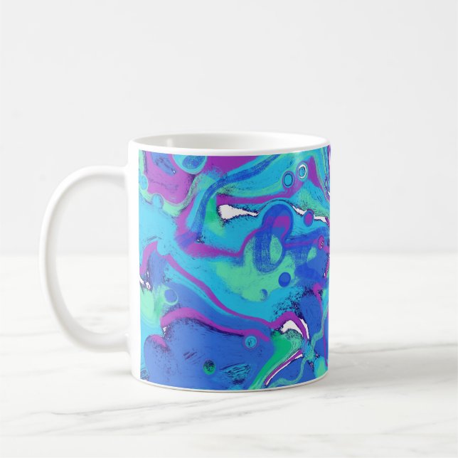 Abstract In Blues, Greens, & Purples Coffee Mug (Left)