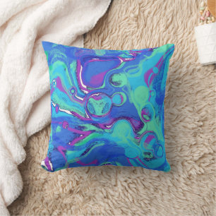 Abstract In Blues, Greens, & Purples Cushion