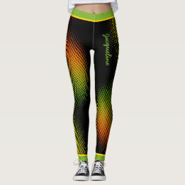Abstract in Caribbean Colours with Name on BLACK Leggings