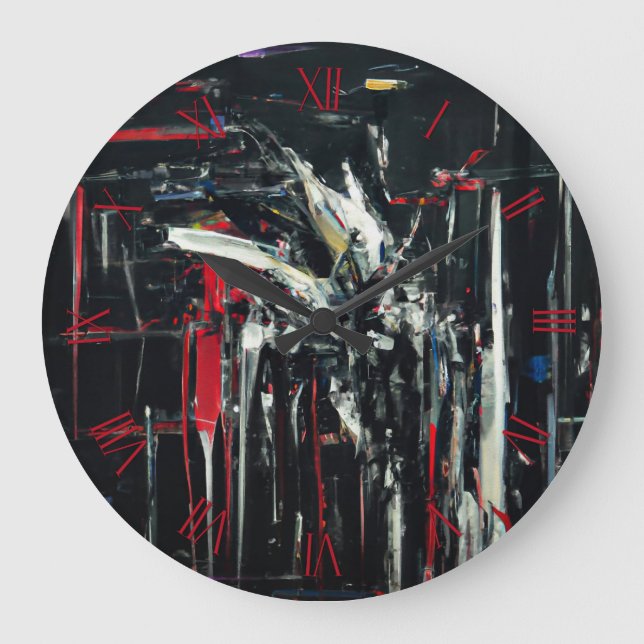 Abstract in dark colours large clock (Front)