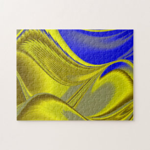 abstract in gold-yellow blue jigsaw puzzle