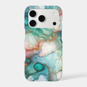Abstract in Pink, Teal, Blue, and Gold