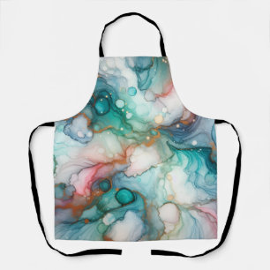 Abstract in Pink, Teal, Blue, and Gold Apron