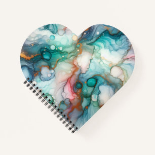 Abstract in Pink, Teal, Blue, and Gold Notebook