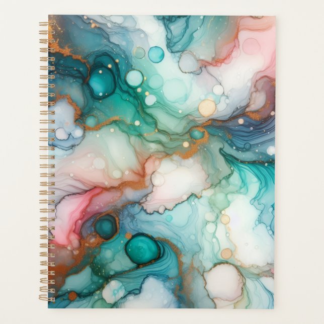 Abstract in Pink, Teal, Blue, and Gold Planner (Front)
