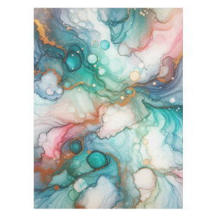 Abstract in Pink, Teal, Blue, and Gold Tablecloth