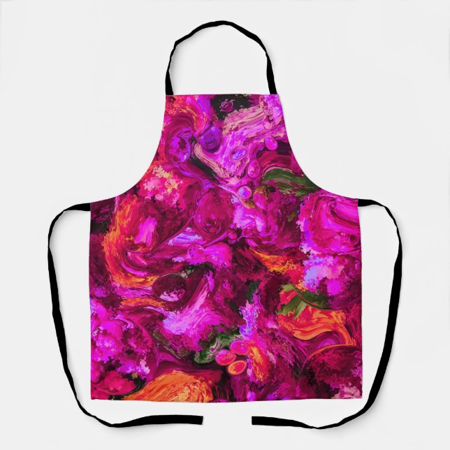 Abstract In Purples, Oranges, & Greens  Apron (Front)