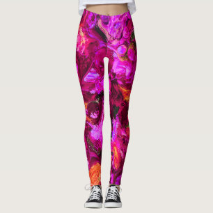 Abstract In Purples, Oranges, & Greens Leggings