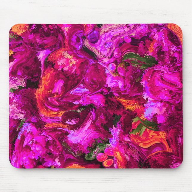 Abstract In Purples, Oranges, & Greens  Mouse Pad (Front)