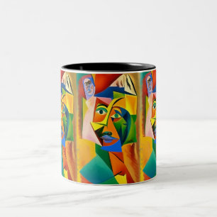 Abstract in style of cubism Two-Tone coffee mug
