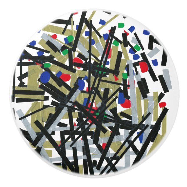 Abstract in Tape & Letterforms 1 Ceramic Knob (Front)