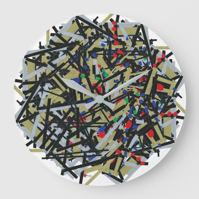 Abstract in Tape & Letterforms 1 Large Clock (Front)