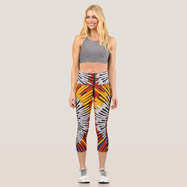 Abstract in Tape—Starburst Capri Leggings (Front)