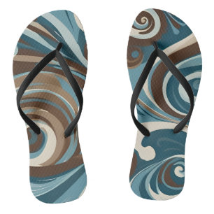 Abstract in Teal Brown and Tan Jandals