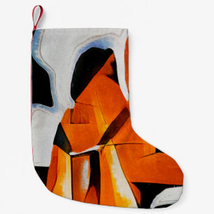 Abstract in the style of modern cubism based on th small christmas stocking