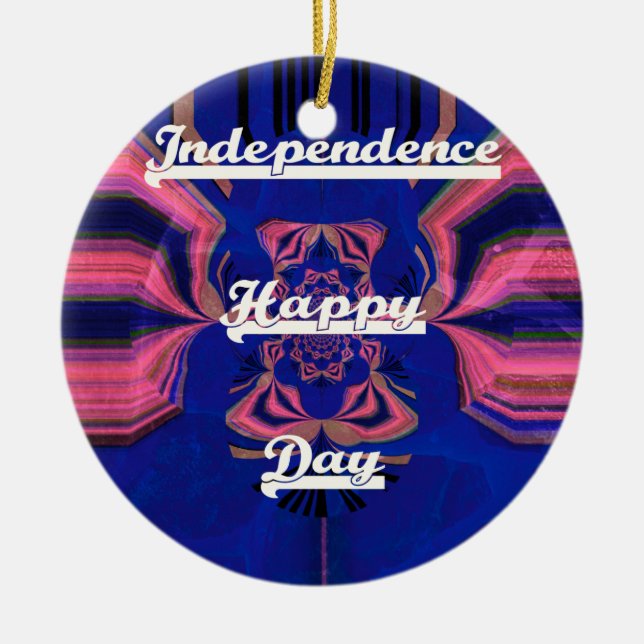 Abstract Independence Day Celebration Art Ceramic Tree Decoration (Front)