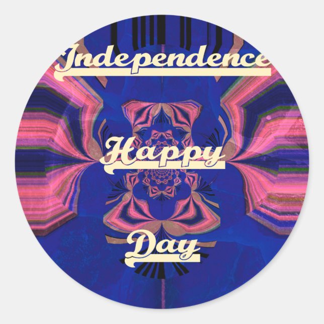 Abstract Independence Day Celebration Art Classic Round Sticker (Front)