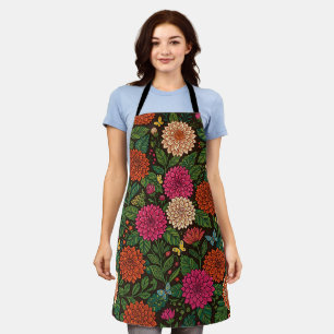 Abstract Indian Dahlias Butterflies Apron