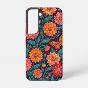 Abstract Indian Dahlias Butterflies Samsung Cases