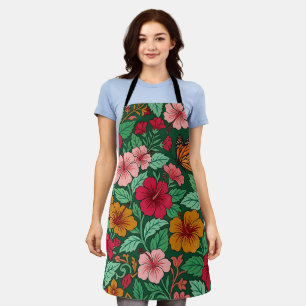 Abstract Indian Hibiscus Butterfly Apron