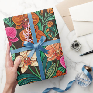Abstract Indian Orchid Butterfly Wrapping Paper