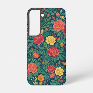 Abstract Indian Textile Roses Samsung Cases