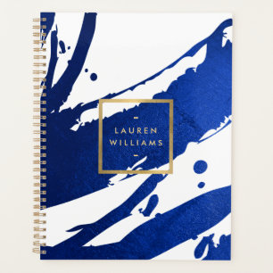 Abstract Indigo Blue Brushstrokes Appointment Book Planner