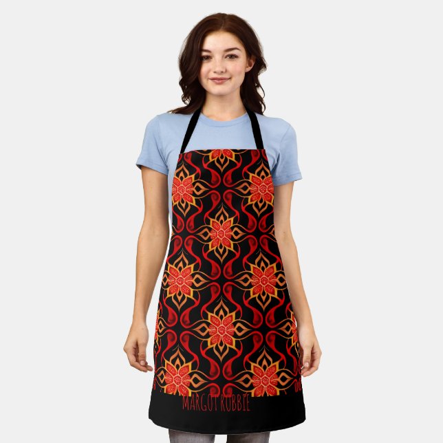 Abstract Indonesian batik Floral Pattern Apron (Worn)