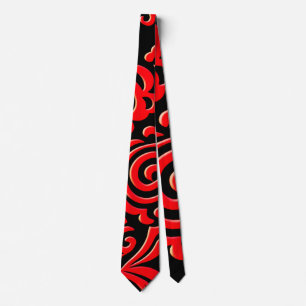 Abstract Indonesian batik Red Black Pattern Tie