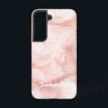 Abstract Ink Background Feminine Pastel Pink Samsung Galaxy Case<br><div class="desc">Elegant and modern design in blush pink peach pastel,  handmade fluid ink painting. Customise this phone case with your own name on the back.</div>