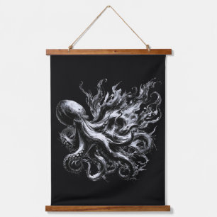 Abstract Ink Fluid Octopus Kraken Hanging Tapestry