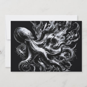 Abstract Ink Fluid Octopus Kraken Holiday Card