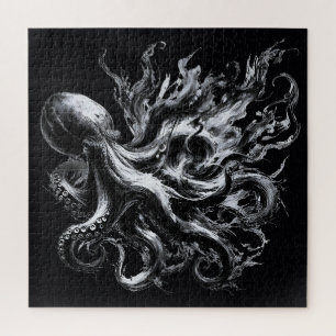 Abstract Ink Fluid Octopus Kraken Jigsaw Puzzle