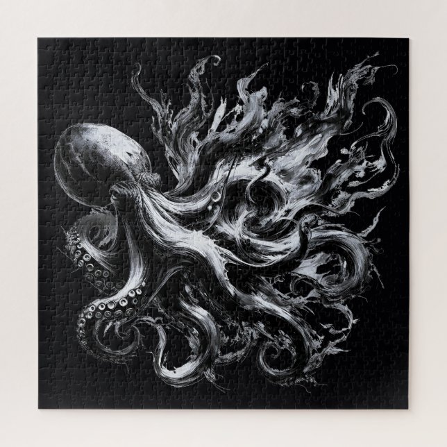 Abstract Ink Fluid Octopus Kraken Jigsaw Puzzle (Vertical)