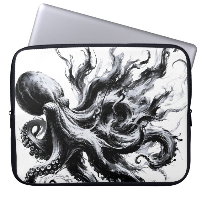 Abstract Ink Fluid Octopus Kraken Laptop Sleeve (Front)