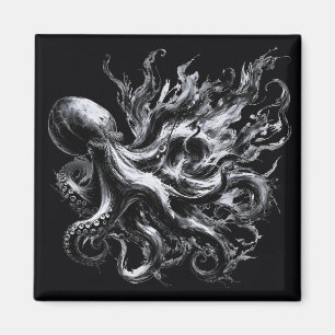 Abstract Ink Fluid Octopus Kraken Magnet