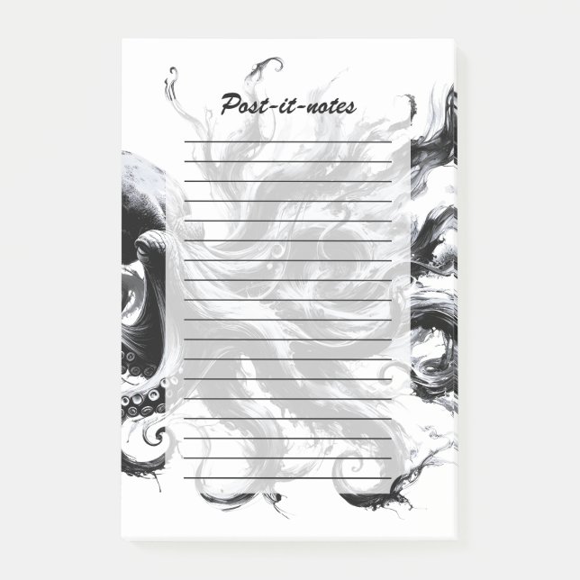 Abstract Ink Fluid Octopus Kraken Post-it Notes (Front)