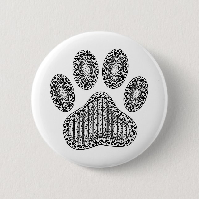 Abstract Ink Paw Print 6 Cm Round Badge (Front)