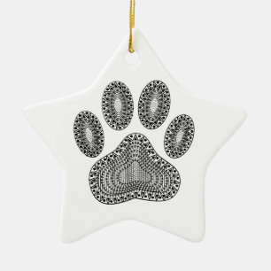 Abstract Ink Paw Print Ceramic Tree Decoration