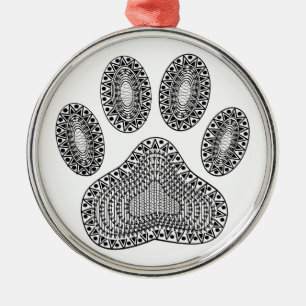 Abstract Ink Paw Print Metal Tree Decoration